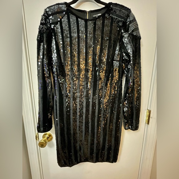 WOMEN FASHION NOVA BLACK SEQUINS DRESS - Picture 2 of 6